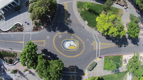 Areal view of bike round-about